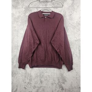 Conte di Milano Reddish Purple Wool Polo Pullover Sweater Made in Italy Size XXL